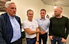Forhandlingsleiarane, frå venstre Per Wathne (KrF), Rune Teikari (FrP), John Kristian Økland (H) og Ole Velde (Sp).