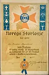 Attesten Theodor Fagerland fekk i 1944, etter 30 år i Godtemplarordenen.