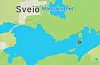 Badeplattformen er no flytta til Bruraholmen (raud prikk) Kart: OpenStreetMap