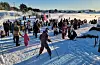 Rett før start på lang løype klokka 12.00 var det masse folk til stades. Foto: Kjartan Moe Hustvedt