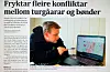 Vestavind 20. mai. Jon Bergmål, leiar i Sveio bondelag, viser på Miljødirektoratet sitt kart kor store område i Sveio som er vurderte til friluftsføremål.