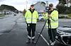 Her seniorinspektørane i Statens vegvesen, Roy Terje Moen (t.v.) og Sigbjørn Eltervåg under ein tidlegare kontroll i Sveio.
