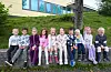 Frå venstre: Bård Tobias Vaka Bjordal (6), Øyvind Tellefsen (6), Olivia Halland (6), Liv Rehim Hovland(6), Annika Heimdal (6), Solomiia Shutilova (6), Ivan Boitsov (6), Jonas Økland Våga (6), Elina Alfredsen (6) og Evan Matheo Christensen Huseby (5). Foto: Morten Vågset Møller