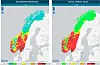 Legg ein til vinden som er meldt i morgon, blir det raude fareområder i store delar av Sør-Noreg.