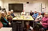 Kursdeltakarane med kursleiar i midten. Frå venstre: Kirsten Kalstø, Anna Sætre Haugsgjerd, Olveig Kvamsøy, Johannes Flatnes, Tonje Flatnes, ,Asbjørg Rød, Astrid Haugsgjerd og Bodil Vihovde. Foto: Privat