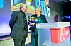 Dåverande Unio-leiar Anders Folkestad saman med dåverande statsminister Erna Solberg i ein pause under Unio-konferansen i 2015 på Sundvolden Hotell.