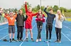 Vinnarlaget frå Sveio skule. Frå venstre: Simen Grinde Flatnes, Marte Espevoll, William Sørensen, Iben Hovland Jepsen, Sebastian Haraldsen Johannessen og Luna Aurora Nesse.FOTO: TORSTEIN TYSVÆR NYMOEN