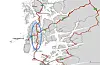 Rambøll skal utarbeida kommunedelplan med konsekvensutgreiing for strekninga E39 Bokn-Sveio (Illustrasjon: Statens vegvesen).