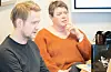 Bjørn Tore Enerstvedt er rektor ved Førde skule. Til høgre sit Heidi Storstein, inspektør ved Sveio skule.FOTO: THOMAS VALLESTAD DRAGESET