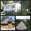 Barnehagebygget, grillhytta og lavvoen. FOTO: PRIVAT