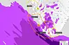 Farevarselet over viser vindkast torsdag 21. desember klokka 20.00. Kart: Meteorologisk institutt