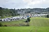 Bildet viser mykje kø på E6 ved Lillestrøm etter ei alvorleg trafikkulykke laurdag 13. september. Foto: Annika Byrde / NTB / NPK