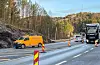 I Fjonkrysset var det god plass til å jobba. Trafikken blir dirigert forbi i eitt felt. Foto: Ellen Marie Hagevik