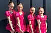 Tropp Preteen. Fra venstre: Elise Risanger, Lilly Wilkins, Ronja Våga, Vilja Stølås. De vant gull i sin kategori, og alle fikk pallplass og medalje i sine soloer og duetter. Foto: Privat