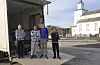 Unge hjelparar: F.v. Magnus Christiansen, Sivert A. Andersen, Daniel Stueland og Lukas Gismarvik var med på klesinnsamling i Sveio og på omlasting av sekker i Haugesund.