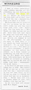 Minneord om Nils Magne, skrive av Astrid Tveit (lærar).