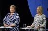 Frp-leiar Sylvi Listhaug og Høgreleiar Erna Solberg kan begge smile etter junimålinga til Opinion. FOTO: OLE BERG-RUSTEN / NTB / NPK
