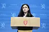 Hadia Tajik på pressekonferansen onsdag. Foto: Håkon Mosvold Larsen / NTB / NPK