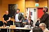 John Anders Semb (TvF), Asle Georg Halleraker (TvF) og Kjartan Moe Hustvedt reiser seg under røystinga om Fv541.