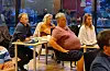 Viss Sveio Sp fekk bestemma ville Sveio blitt verande i Vestland –punktum. F.v. Vidar Høyland, Brit Elin Hovda Mølstre, Dagfinn F. Bjørge og Monica V. Valen. Ole Velde frå same parti sat ved eit anna bord.