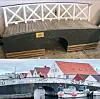 Denne benken er forma som brua i Skudeneshavn og er laga på bestilling.