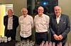 Mikal Møller Hovda, Bjørn Midteide, Mathias Vikse og Egil Lokna i Sveio Lions sto for serveringa. Foto: Privat