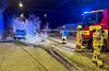 Bilen tok fyr om lag 1.500 meter frå tunnelopninga på Stord-sida av tunnelen.