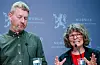 Forhandlingsleiar og leiar i Norges Bondelag, Bjørn Gimming, og leiar i Norsk Bonde- og Småbrukarlag, Kjersti Hoff. Foto: Stian Lysberg Solum / NTB / NPK
