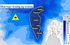 Tysdag og onsdag er det venta til dels svært mykje regn på Vestlandet på grunn av ei atmosfærisk elv. Kart: Meteorologisk Institutt