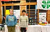 Andreas Talle og Johannes framfor delar av utstillinga som presenterte årets prosjekt.