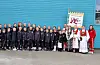 Sveio drilltropp samla før toget.