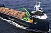 Her ein illustrasjon avdet skipet som blir levert i andre kvartal 2027 på på 78.000 døvekttonn. Foto: Grieg Maritime Group AS