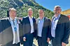 Fra venstre: Ordfører i Ullensvang, Roald Aga Haug, samferdselsminister Jon-Ivar Nygård, ordfører i Sveio, André Mundal Haukås, og ordfører i Vindafjord, Ole Johan Vierdal. Foto: Privat.