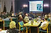 Sverre Halleraker heldt eit historisk interessant foredrag der han fortalde om levevilkåra på bygdene i Sveio på siste halvdel av 1800-talet. Foto: Privat