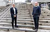 Arbeidslivsdirektør Tor Arne Gangsø i KS og leiar Steffen Handal i Utdanningsforbundet i samband med lønnsforhandlingane i vår. Foto: Terje Pedersen / NTB / NPK