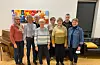 Desse skal dela ut blomar. Frå venstre Solveig Brynjelsen, Solbjørg Jacobsen, Kirsten Kalstø, Torunn Frøkedal, Kari Steine, Eli Hardeland, Johnny Stueland og Ingeborg Emberland. Tove Tveita, Eva Førde, Jarle Fisketjøn og Anne Mari Fisketjøn var ikkje til stades då biletet vart tatt.