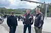 Desse karane møtte opp til vårmønstringa med blankpolerte motorsyklar og godt humør. Ein flott dag for motorsykkelinteresserte. f.v: Frank Falkenhaug, Henning Lie og Frank Aarskaug. Foto: Anne Synnøve Breistig