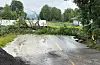 Fleire fylkesvegar har vort stengt og øydelagt etter ekstremvêret i Viken fylkeskommune. Bildet er frå fylkesveg 245 ved Jevnaker 15. august.