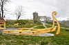Den nye leikeparken ved historiesenteret skal vera både til leik og læring.