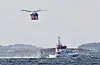 Nye AW101 er enno ikkje i operativ drift som redningshelikopter. Her har fotografen fanga eit av dei fem første under øving med redningsskøyta på Sletta.