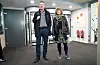 Leiarane Bjørn Gimming og Kjersti Hoff i høvesvis i Norges Bondelag og Norsk Bonde- og Småbrukarlag før overleveringen av krava onsdag. Foto: Stian Lysberg Solum / NTB / NPK