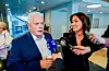 Leiar Jan Davidsen i Pensjonistforbundet kommenterer trygdeoppgjeret saman med arbeids- og inkluderingsminister Tonje Brenna. Foto: Gorm Kallestad / NTB / NPK