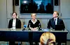 Konkurransedirektør Tina Søreide (midten) og kollegaane Margrethe Gulbrandsen og Magnus Reitan orienterte om vedtaket onsdag.