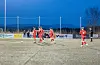 Emil Hinderlid Misje (Sveio-spiller nr. 2 fra venstre) blir omfavnet av lagkamerater etter at han åpnet scoringskontoen for sesongen med et lekkert langskudd.Foto: Morten Vågset Møller