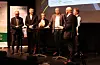 Panelet. F.v. Øyvind Halleraker, Tore Gautesen, Marte Mjøs Persen, Sigbjørn Gjelsvik og (med ryggel til) konferansier Tormod Andreassen.