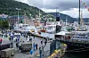 «Sunnhordland» (t.v.) og «Stord I» i Bergen under stormønstringa Fjordsteam 2022 i Bergen.