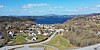 Dronefoto over Førde sentrum, 21. april 2021.