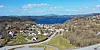 Dronefoto over Førde sentrum, 21. april 2021.
