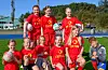 På fotballskule. Bak frå venstre Signe Berthilde Lie Hellesnes, Karen Sofie Saltvedt og Thilde Christiansen.Framme frå venstre: Johanna Osa Erve, Synne Opedal, Adelen Salte-Enoksen, Vilja Eskevik Langeland, Mathilde Wirkola Lye og Markus Grude Haavik.