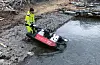 Multistråleekkoloddet blir sjøsett på Nornes. Slikt moderne hydrografisk utstyr kan dekke store område på kort tid. Foto: Rune Timberlid